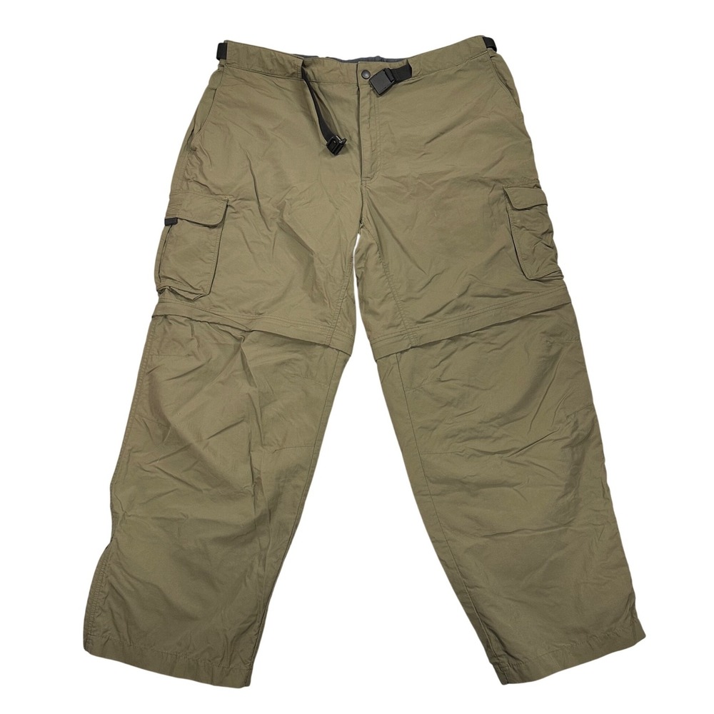 Eastern Mountain Sports Mens 42-R Convertible Cargo Hiking Pants Olive Green Zip